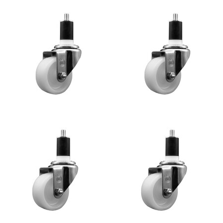 Service Caster 3'' Nylon Wheel Swivel 1-1/2'' Expanding Stem Caster Set, 4PK SCC-EX20S314-NYS-112-4